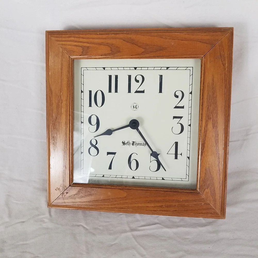 Seth Thomas Wall Clock Kitchen Guardian Brown Fair Parts Only Wood Frame 2446